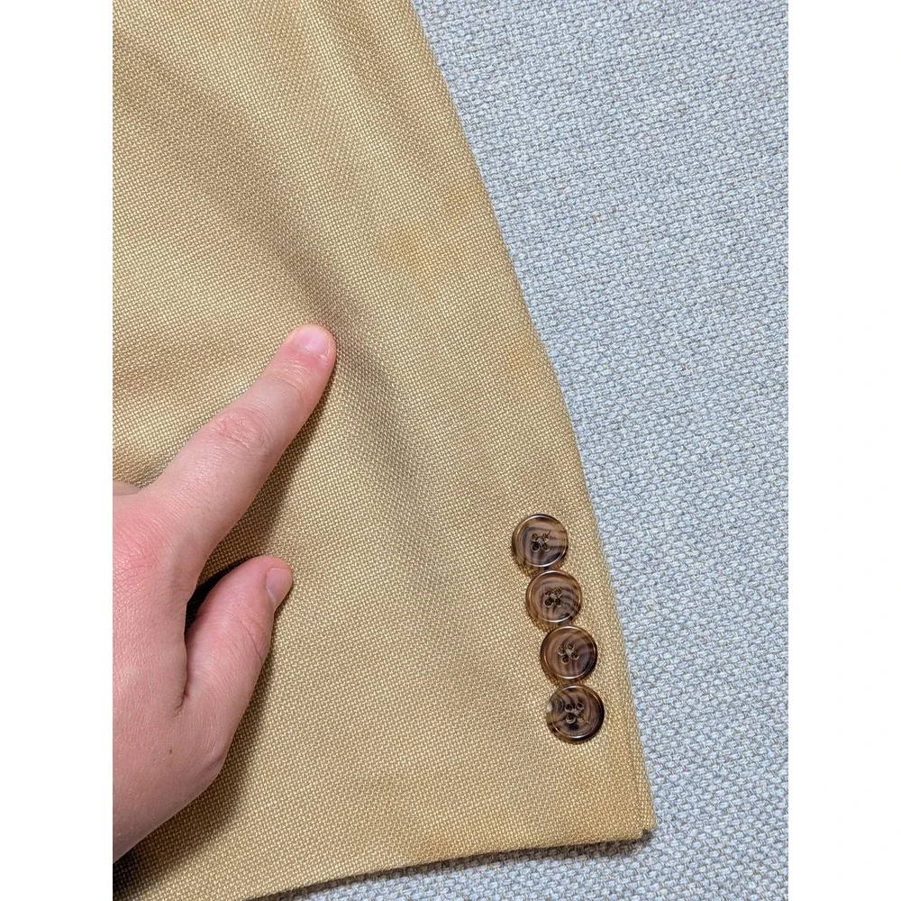 Hickey Freeman Men's Blazer 42L Tan Wool Suit Jacket Coat Vintage Made in USA